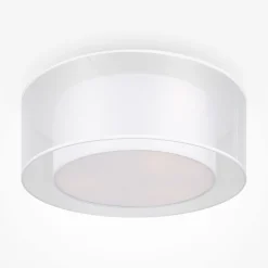 Deckenlampe Metall Stoff E27 rund D: 52 cm Weiß Modern