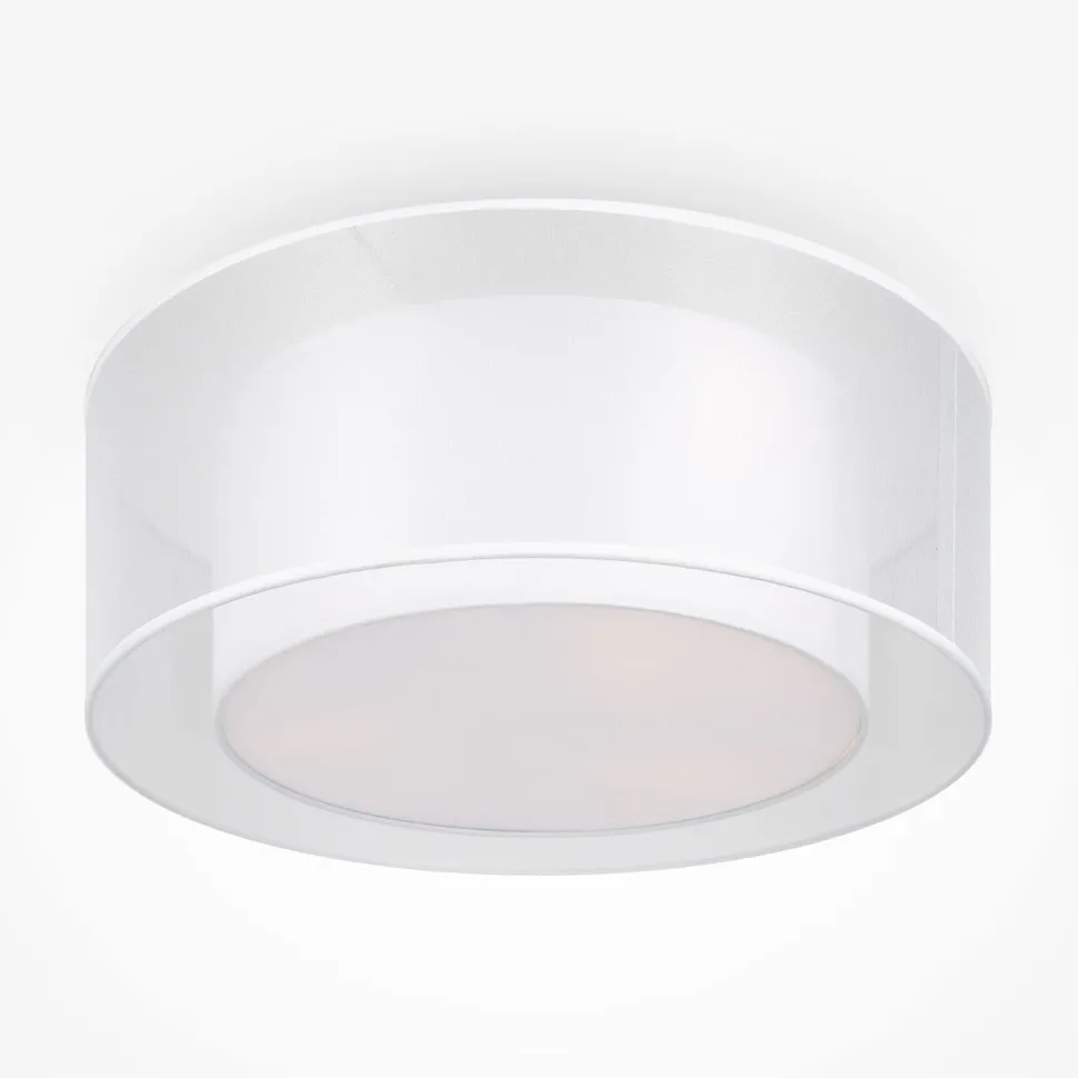 Deckenlampe Metall Stoff E27 rund D: 52 cm Weiß Modern