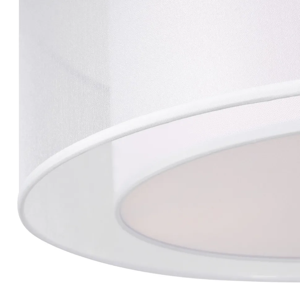 Deckenlampe Metall Stoff E27 rund D: 52 cm Weiß Modern