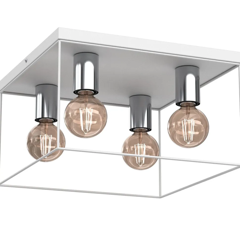 Deckenlampe Metall Weiß Chrom L:34 cm E27 Industrial