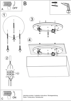 Deckenlampe Modern 55 cm breit Schwarz 4x E27 blendarm