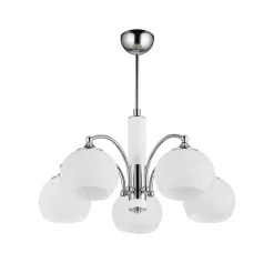 Deckenlampe NABO Chrom Weiß Ø58cm Glas Wohnzimmer