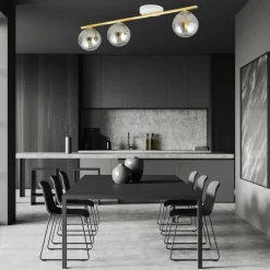 Deckenlampe Rauchglas Metall 80 cm 3-flammig E14