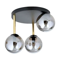 Deckenlampe rund Ø 40 cm E14 Schwarz Grau Gold Glas Metall