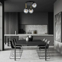 Deckenlampe rund Ø 40 cm E14 Schwarz Grau Gold Glas Metall