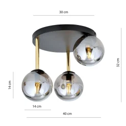 Deckenlampe rund Ø 40 cm E14 Schwarz Grau Gold Glas Metall