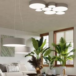 Deckenlampe rund Ø 55 cm Grau 4x E27 blendarm ATISS