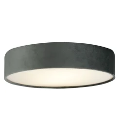 Deckenlampe rund Ø 50 cm H: 10 cm Grau Samt Schirm 3x E27
