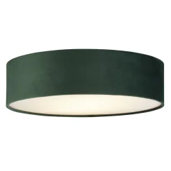 Deckenlampe rund Ø 38 cm H: 10 cm Samt Schirm Grün 2x E27