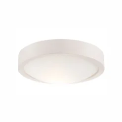 Deckenlampe rund Ø 27 cm Holz Glas blendarm Weiß