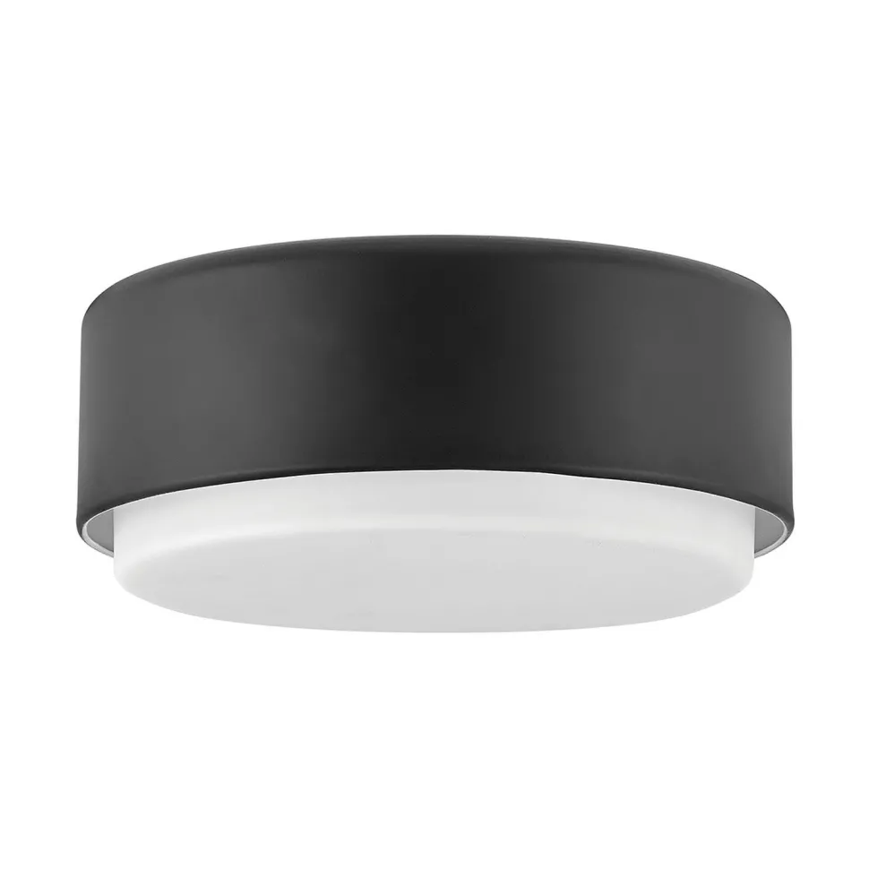 Deckenlampe rund Ø 30,5 cm Schwarz Weiß Metall Glas 2x E27