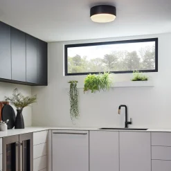 Deckenlampe rund Ø 30,5 cm Schwarz Weiß Metall Glas 2x E27