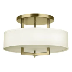 Deckenlampe rund Ø 50,8 cm 3x E27 Metall Stoff in Messing Weiß