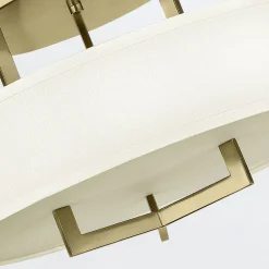 Deckenlampe rund Ø 50,8 cm 3x E27 Metall Stoff in Messing Weiß