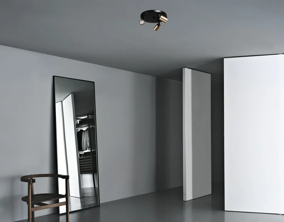 Deckenlampe rund Ø35cm 3-flammig Metall Schwarz Gold