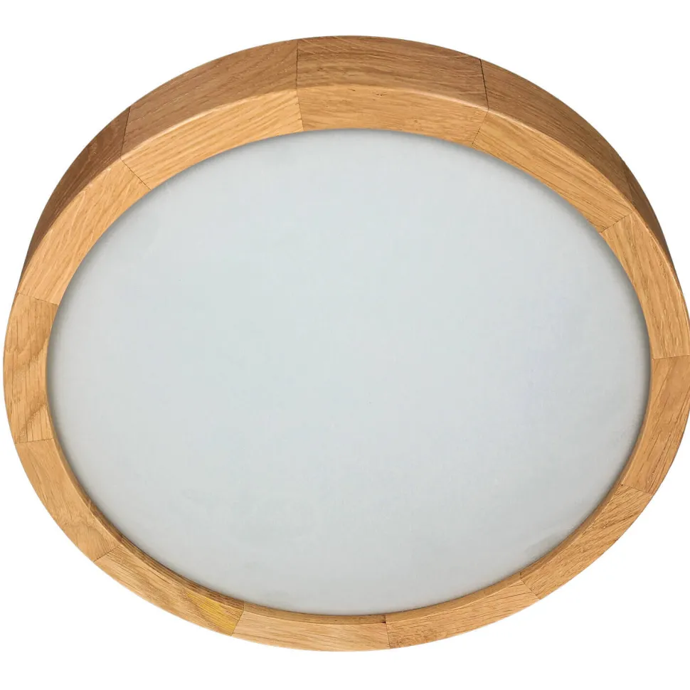 Deckenlampe rund Holz Glas Schirm Ø27cm Wohnzimmer