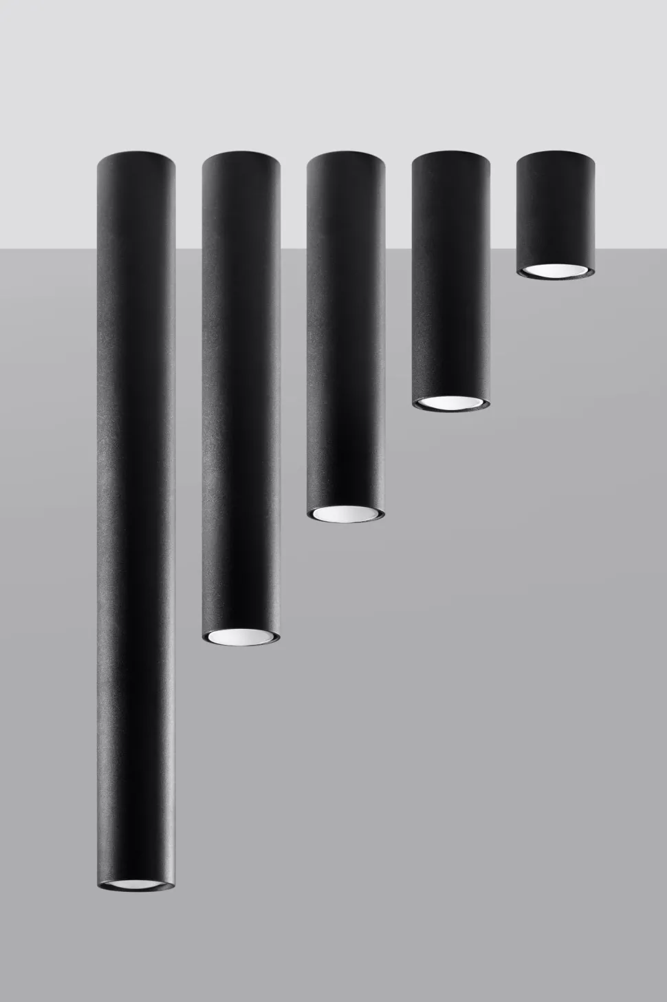 Deckenlampe schmal Ø 6 cm H: 40 cm Metall Schwarz GU10