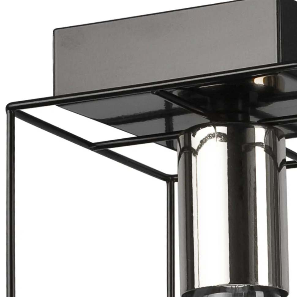 Deckenlampe Schwarz Chrom 2-flammig E27 Metall Modern