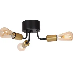Deckenlampe Schwarz E27 Retro Metall 3 flammig