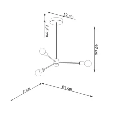 Deckenlampe Schwarz 3-flammig Ø 61 cm Metall CENZI