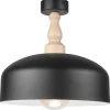 Deckenlampe Schwarz Metall Holz E27 Ø 30 cm Skandinavisch
