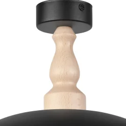 Deckenlampe Schwarz Metall Holz E27 Ø 30 cm Skandinavisch
