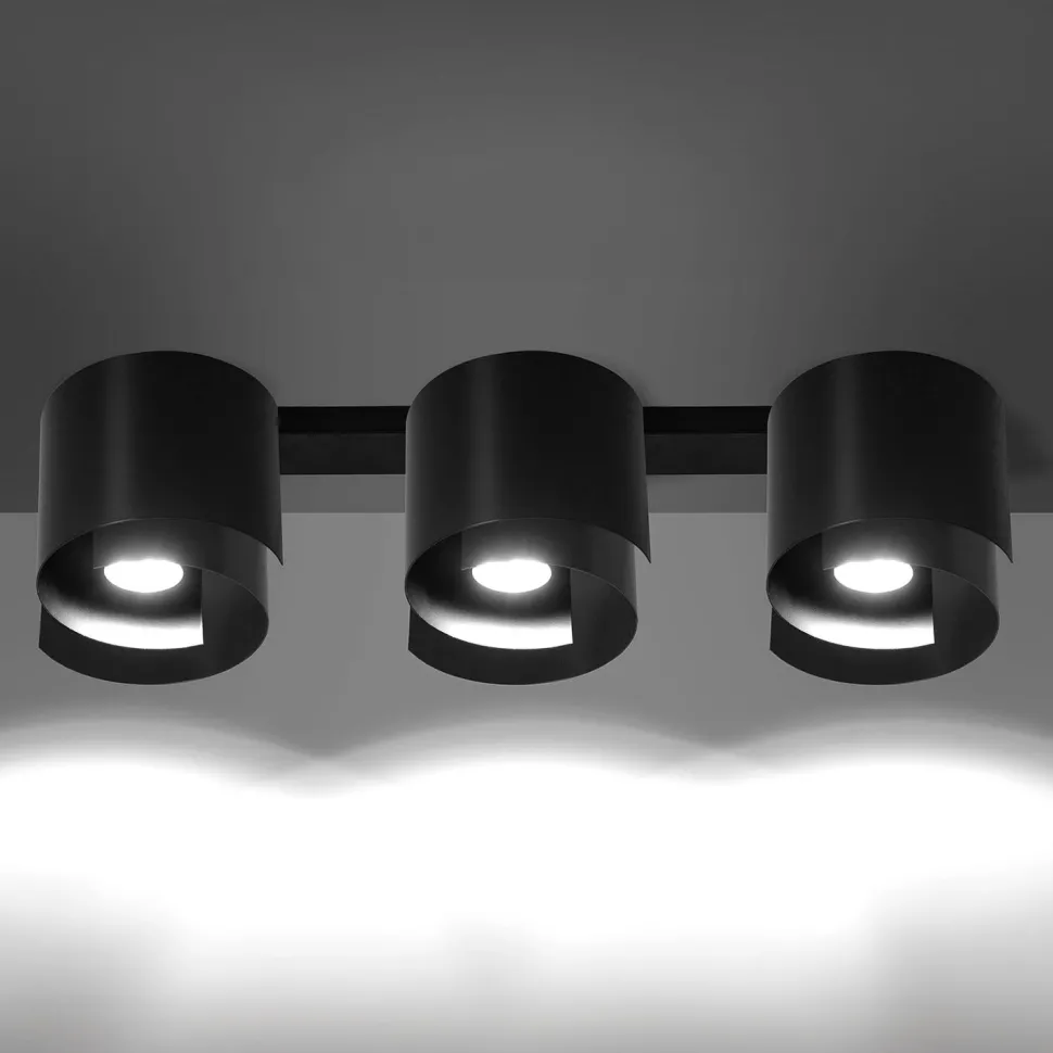 Deckenlampe Schwarz Metall Design rund 3x GU10