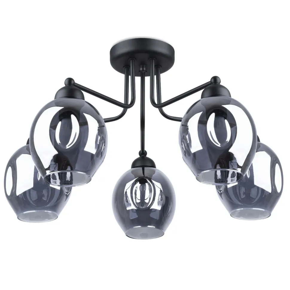 Deckenlampe Schwarz Rauchglas Metall E27 Modern
