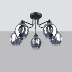 Deckenlampe Schwarz Rauchglas Metall E27 Modern