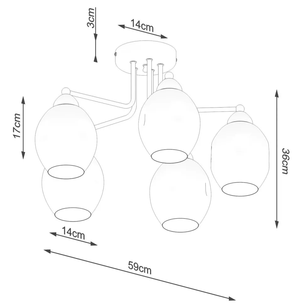 Deckenlampe Schwarz Rauchglas Metall E27 Modern