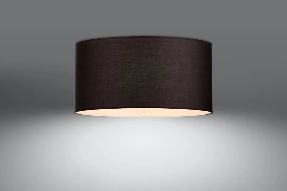 Deckenlampe Schwarz rund Ø 50 cm Stoff Glas 5x E27