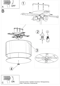 Deckenlampe Schwarz rund Ø 50 cm Stoff Glas 5x E27