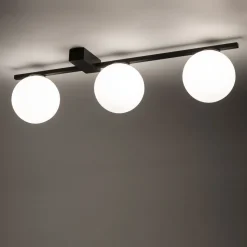 Deckenlampe Schwarz Weiß 67 cm lang 3-flammig G9 Glas