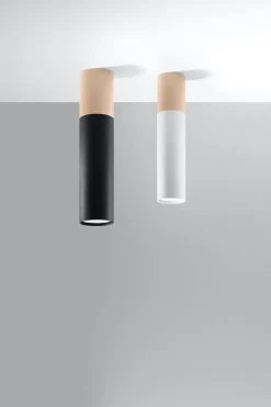 Deckenlampe Skandinavisch Metall Holz Weiß Natur Ø 6 cm