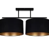 Deckenlampe Stoff blendarm Schwarz Gold E27 70 cm lang