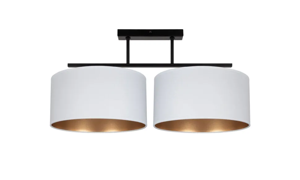 Deckenlampe Stoff blendarm Schwarz Weiß Gold E27 70 cm