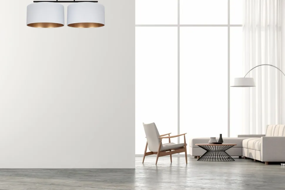 Deckenlampe Stoff blendarm Schwarz Weiß Gold E27 70 cm