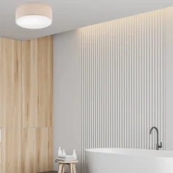 Deckenlampe Stoff in Gold rund Ø 35 cm E27 blendarm Modern