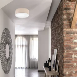 Deckenlampe Stoff in Gold rund Ø 35 cm E27 blendarm Modern