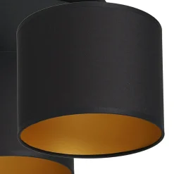 Deckenlampe Stoff Metall Schwarz Gold Ø45 cm blendarm