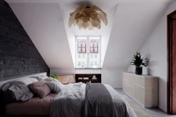 Deckenlampe Stoff Metall B: 80 cm biegsam in Natur E27