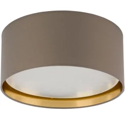Deckenlampe Stoff rund Ø 45 cm Beige Gold blendarm