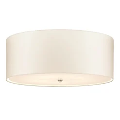 Deckenlampe Stoff Schirm in Creme Chrom rund 66 cm