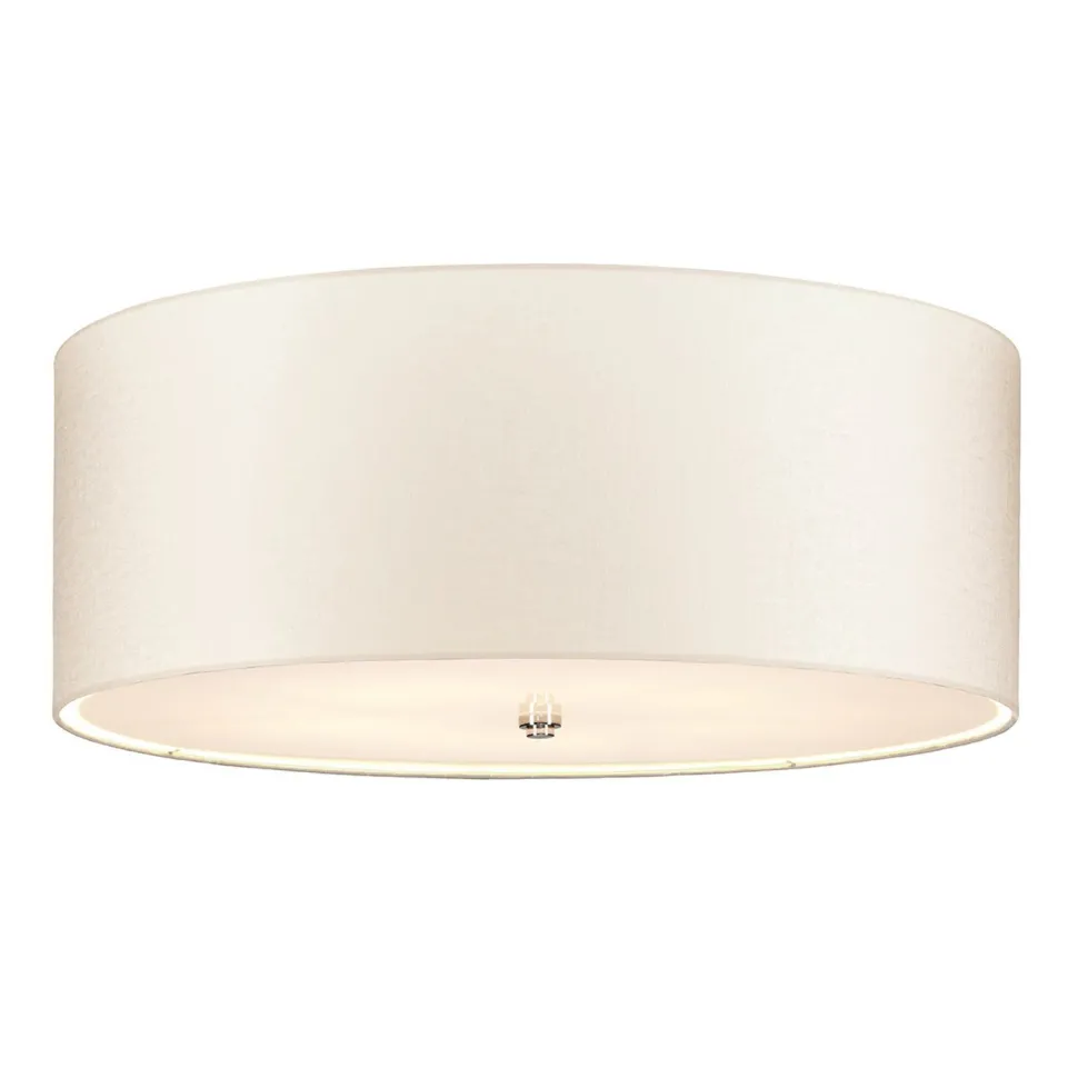 Deckenlampe Stoff Schirm in Creme Chrom rund 66 cm