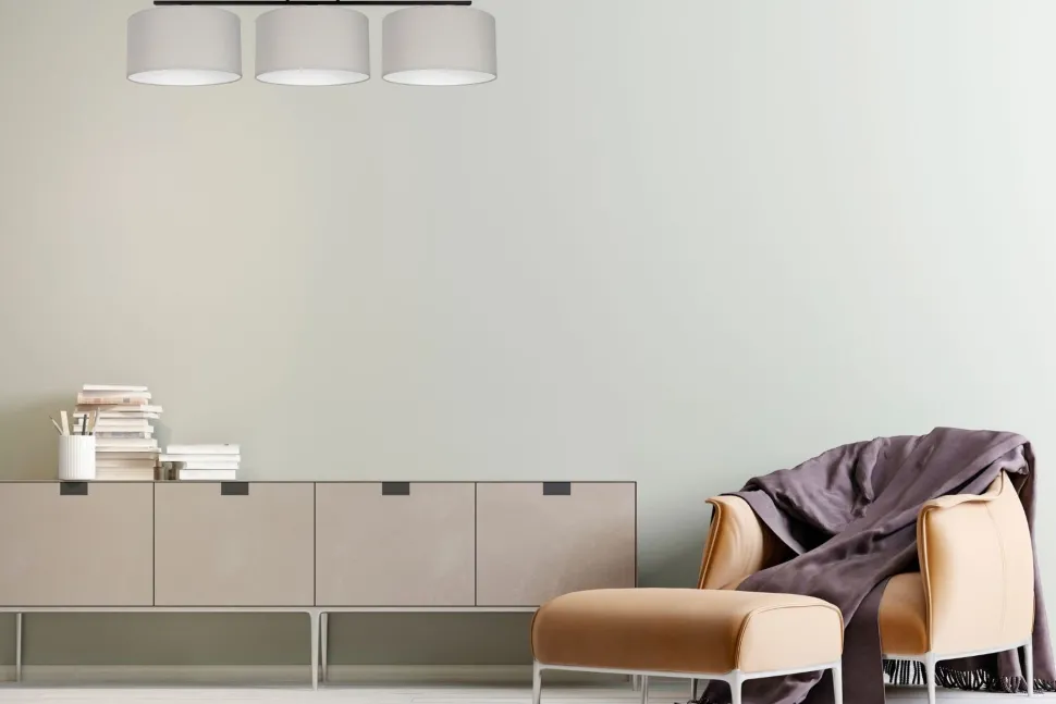 Deckenlampe Stoff Schwarz Grau Weiß E27 100 cm