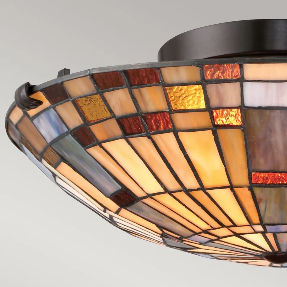 Deckenlampe Tiffany Stil rund Ø 40,7 cm Metall Glas 2x E27