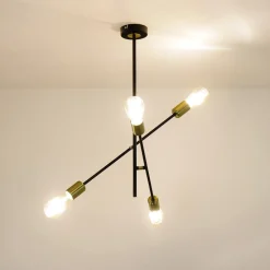 Deckenlampe verstellbar Retro 4x E27 Metall Schwarz
