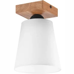Deckenlampe Weiß Ø 15 cm H: 21 cm klein Stoff Holz Modern