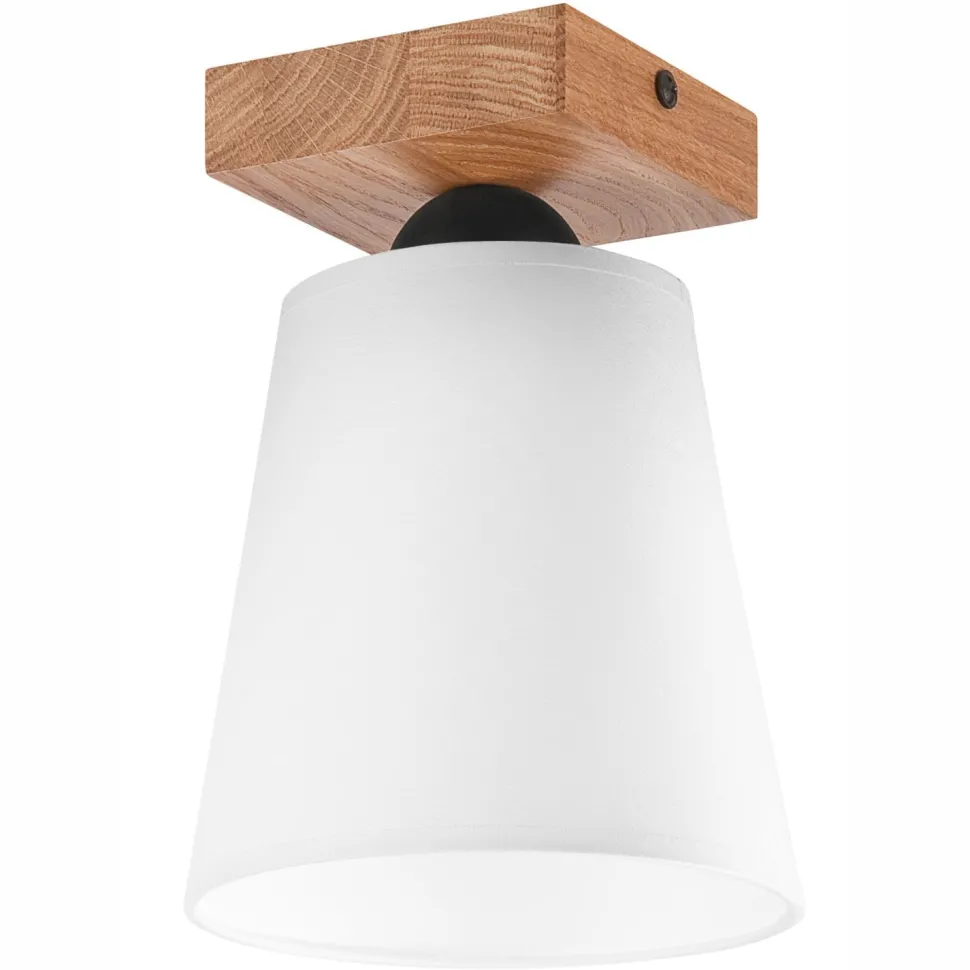 Deckenlampe Weiß Ø 15 cm H: 21 cm klein Stoff Holz Modern