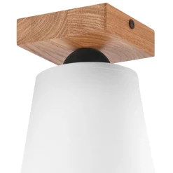 Deckenlampe Weiß Ø 15 cm H: 21 cm klein Stoff Holz Modern